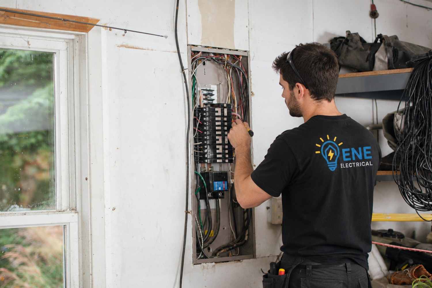 Modern 200-amp residential electrical panel installed by ENE Electrical